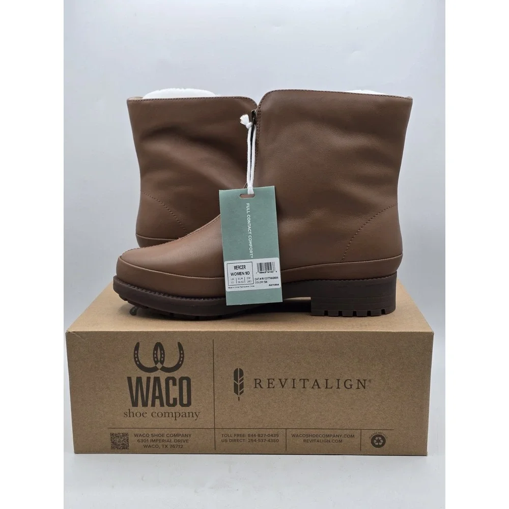 Womens‎ Size 9 D Leather Boots, Side Zip, Mercer, by Revitalign Orthotic - Tan